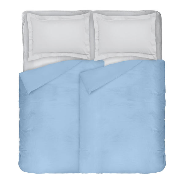 Двуцветно спално бельо от памучен сатен в светло синьо и светло сиво, 5 части - Dilios - 1