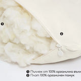 Възглавница с пълнеж от GOTS вълна от Home of Wool