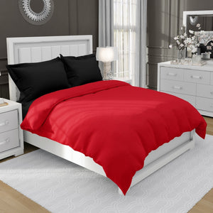 Двуцветно спално бельо от памучен сатен в червено и черно, 5 части - Dilios - 1