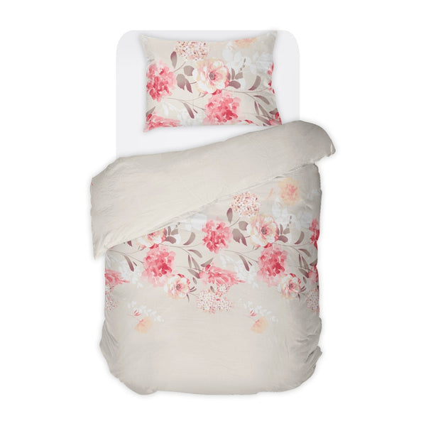 Спално бельо на цветя без долен чаршаф, 100% памук ранфорс, 2 части Танеа